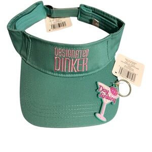 Pickleball Teal "Designated Dinker" Adult Visor with “Day Dinking” Keychain